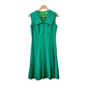 Vintage Sue Brett‎ WomensDress Size 10 Sleeveless Retro Zip Up Mod Pleated